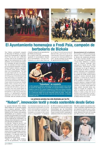 Ander Aldekoa en l periódico municipal Getxoberri de Getxo